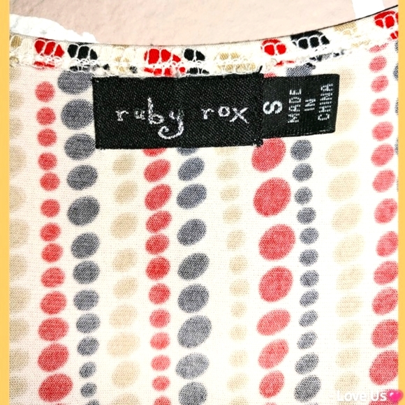 Vintage Red, Black, Light Brown Polka Dot Striped Dress - Picture 5 of 8